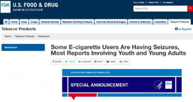 FDA发明电子烟新罪证，电子烟或激发癫痫